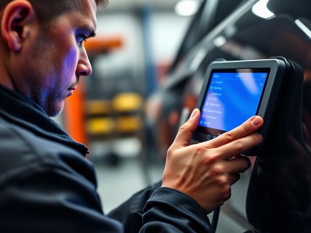Diagnose-Tablet im Einsatz