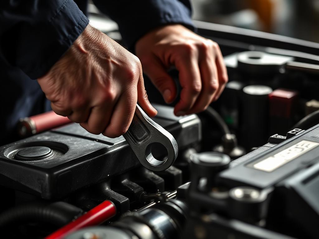 Mechaniker bei der Arbeit am Motor